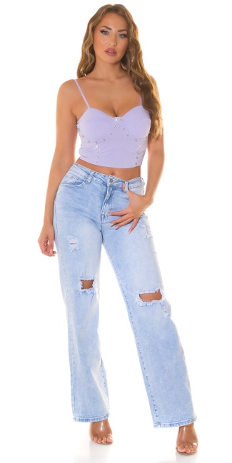 Crop Top with Glitter Studs Lilac